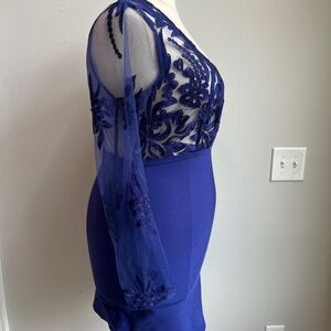 Fashionova Elegant Blue Lace Dress Size 2XL